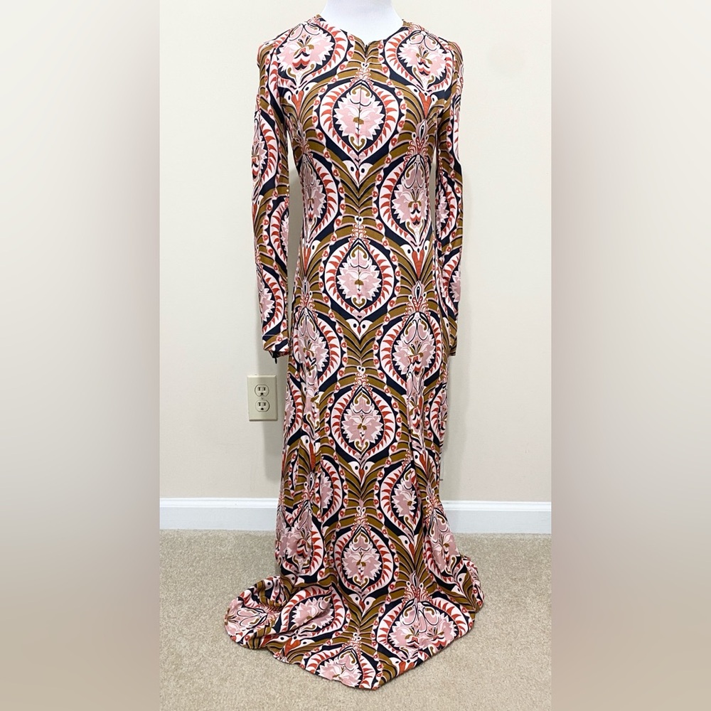 Farm Rio Pineapple Jewelry Long Sleeve Printed Midi Dress